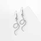 Серьги висячие со стразами «Змея» извивающаяся, цвет серебро - Фото 1