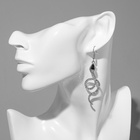 Серьги висячие со стразами «Змея» извивающаяся, цвет серебро - Фото 3