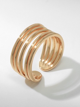 Кольцо металл «Тренд» три полосы, мини, цвет золото, безразмерное  (артикул 10472105)  большой выбор товаров оптом и в розницу по низким ценам с доставкой