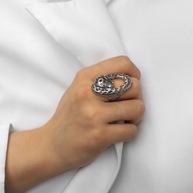 Кольцо металл «Тренд» гепард, цвет серебро, размер 17