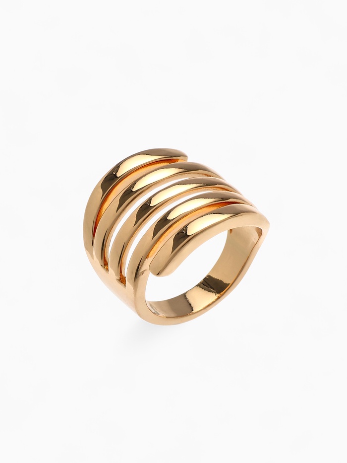 Кольцо металл «Тренд» пять линий, цвет золото, размер 17 - Фото 1
