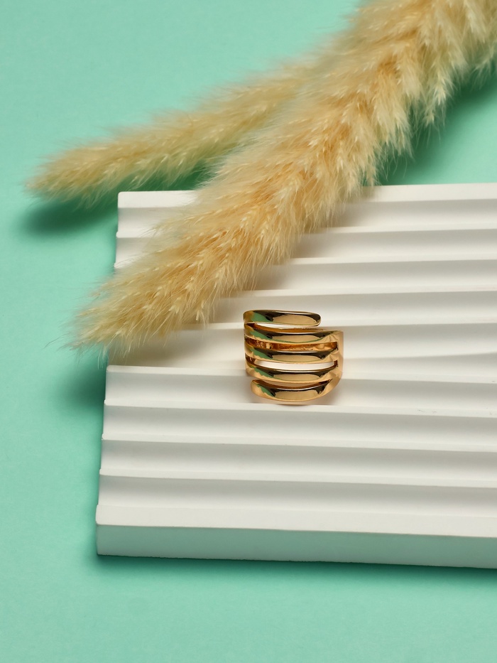 Кольцо металл «Тренд» пять линий, цвет золото, размер 18 - Фото 1