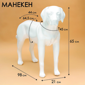 Манекен собаки, стоячий, разборный, фибергласс,  белый 10479332