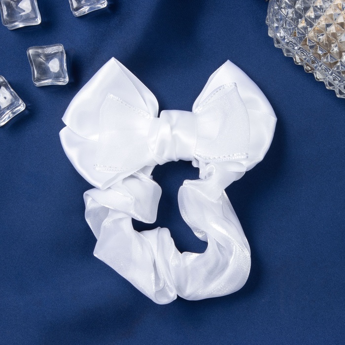 Резинка для волос «Школьница», орбита бант, d=10 см, белая - Фото 1