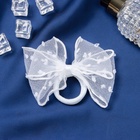 Бант для волос на резинке «Школьница», прозрачный в горошек, 10 см, белый - фото 119336467