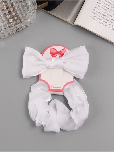 Набор для волос «Школьница», резинка 10 см, зажим 8 см, классик, белый