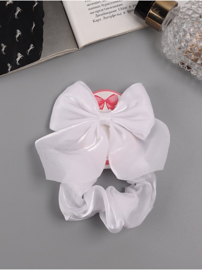 Набор для волос «Школьница», резинка 10 см, зажим 9 см, классик объём, белый