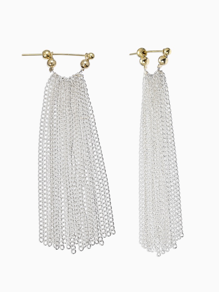 Серьги металл «Цепи», сборка, цвет серебряно-золотой, 8 см