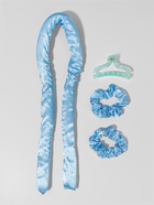 Мягкие бигуди «Волшебный локон», 4 предмета: бигуди, резинки 2 шт., крабик, голубые - Фото 2