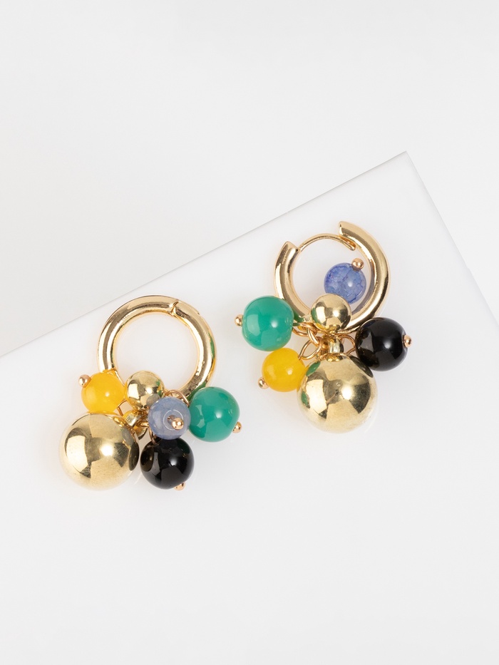 Серьги со съёмным элементом «Трансформер» горсть, цветные в золоте - Фото 1