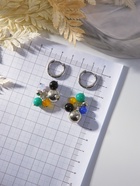 Серьги со съёмным элементом «Трансформер» горсть, цветные в серебре - Фото 3