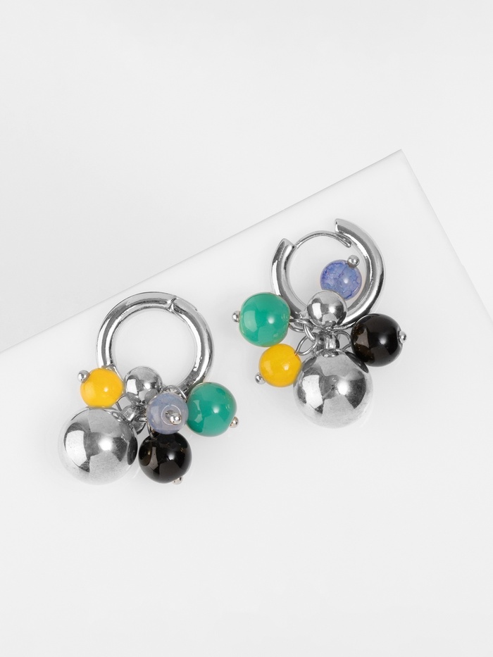 Серьги со съёмным элементом «Трансформер» горсть, цветные в серебре - Фото 1