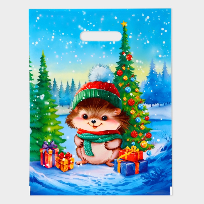 Пакет подарочный новогодний «Колючка», полиэтиленовый с вырубной ручкой, 31×40 см - Фото 1