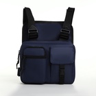 Сумка нагрудная на молнии, 2 наружных кармана, 21×3.5×16 см, синяя - Фото 4