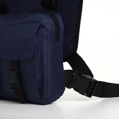 Сумка нагрудная на молнии, 2 наружных кармана, 21×3.5×16 см, синяя