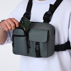 Сумка нагрудная на молнии, 2 наружных кармана, 21×3.5×16 см, серая - Фото 14