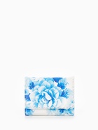 Кошелёк женский на кнопке, 10.5×2.5×8.5 см, с цветочным принтом, белый/голубой - Фото 7