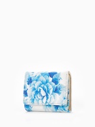 Кошелёк женский на кнопке, 10.5×2.5×8.5 см, с цветочным принтом, белый/голубой - Фото 8