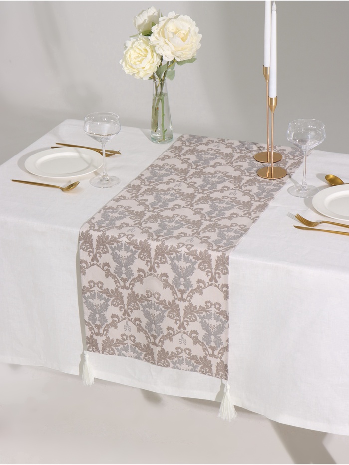 Дорожка на стол «Этель» Classic 40×149 см, 100% хлопок, рогожка 186 г/м², серая