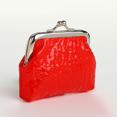 Кошелёк-монетница на фермуаре, 9×1.5×6.5 см, глянцевый, красный