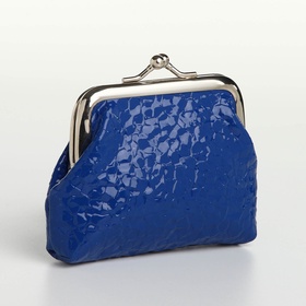 Кошелёк-монетница на фермуаре, 9×1.5×6.5 см, глянцевый, синий