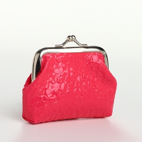 Кошелёк-монетница на фермуаре, 9×1.5×6.5 см, глянцевый, розовый