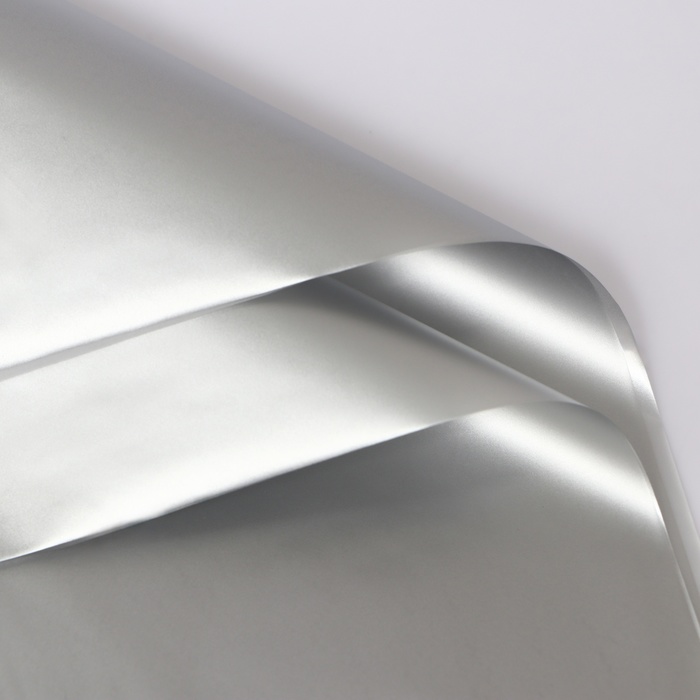 Пленка для цветов матовая,«Тишью», 20 микрон, 57×57 см, серебро - Фото 1