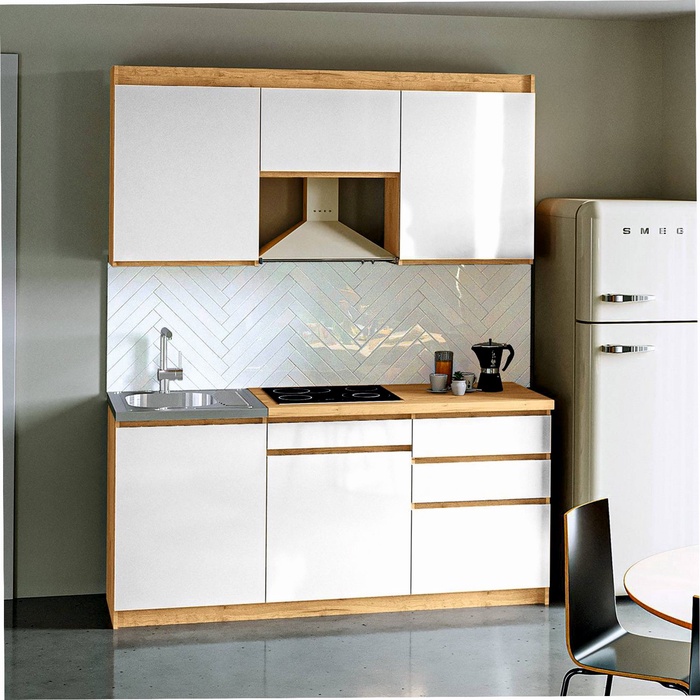 Кухня «Оливия», левая мойка, 1800×600 мм, цвет крафт золотой/белый - Фото 1