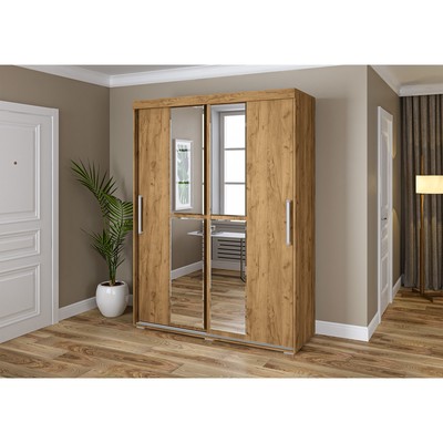 Шкаф – купе «Магнат», с зеркалом, 1600×600×2150 мм, цвет крафт золотой