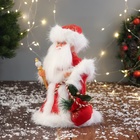 Дед Мороз под ёлку «Зимнее волшебство. Новогодняя игрушка в шубе, с мешком» двигается, 30 см, красный - Фото 4