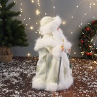Дед Мороз под ёлку «Зимнее волшебство. В пушистой шубе, с мешком» двигается, 40 см, белый - Фото 2