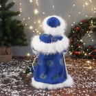 Дед Мороз под ёлку «Зимнее волшебство. Новогодняя игрушка в шубе, с мешком» двигается, 40 см, синий - Фото 3