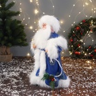 Дед Мороз под ёлку «Зимнее волшебство. Новогодняя игрушка в шубе, с мешком» двигается, 40 см, синий - Фото 4