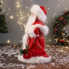 Дед Мороз под ёлку «Зимнее волшебство. Новогодняя игрушка в шубе, с мешком» двигается, 40 см, красный - Фото 4