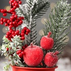 Новогодняя композиция на стол «Зимнее волшебство. Яркий праздник» в горшке, пластик, хвоя, ягодки, 20×7 см - Фото 2