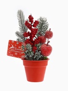 Новогодняя композиция на стол «Зимнее волшебство. Яркий праздник» в горшке, пластик, хвоя, ягодки, 20×7 см - Фото 6