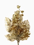 Еловая ветка декоративная «Зимнее волшебство. Грация», пластик, резные листья, 33?17 см, золото (комплект 2 шт) - фото 60150585