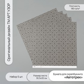 Бумага для скрапбукинга "Автотрек" плотность 180 гр набор 5 шт 30,5х32 см