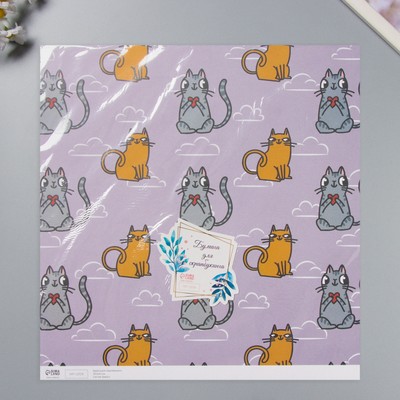 Бумага для скрапбукинга «Котики», плотность 180 г, набор 5 шт., 30.5×32 см