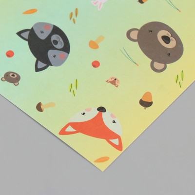 Бумага для скрапбукинга "Лесные звери" плотность 180 гр набор 10 шт 15,5х17 см