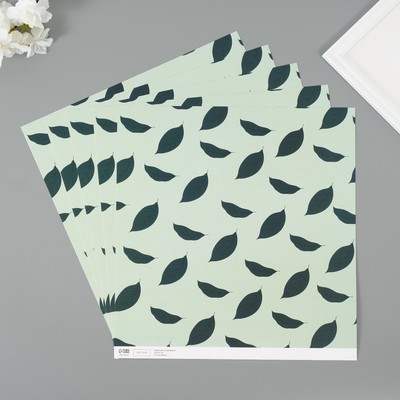 Бумага для скрапбукинга «Листья авокадо», плотность 180 г, набор 5 шт., 30.5×32 см