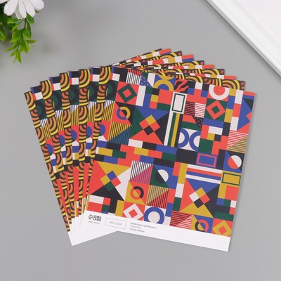 Бумага для скрапбукинга двусторонняя Color geometry, плотность 180 г, набор 10 шт., 15.5×17 см