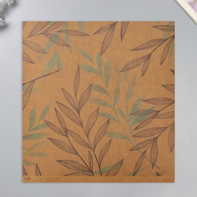 Бумага для скрапбукинга двусторонняя крафт "Флора" плотность 180 гр набор 5 шт 30,5х32 см