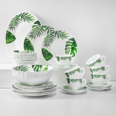 Сервиз столовый «Лист папоротника», 37 предметов, стеклокерамика