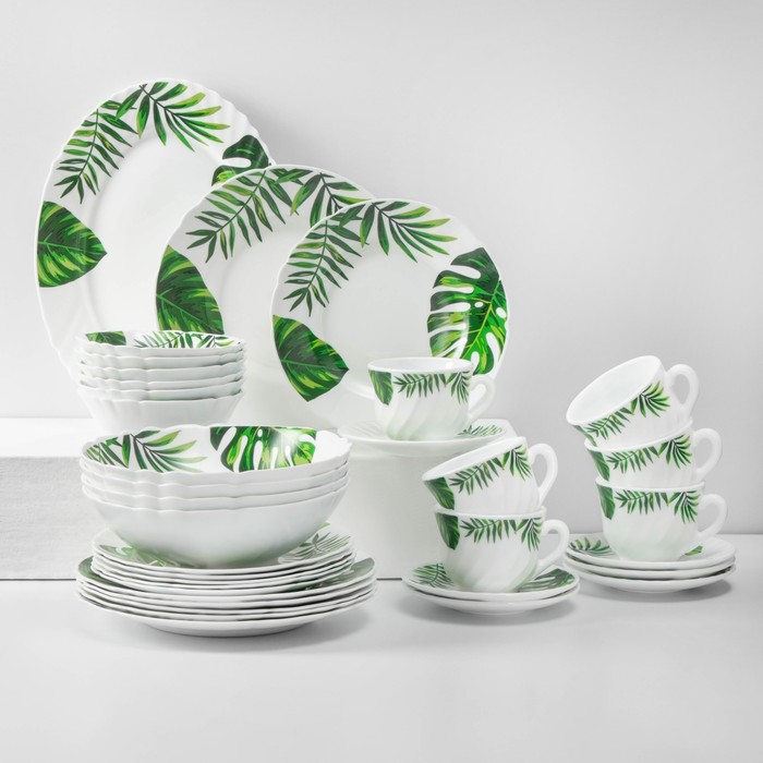 Сервиз столовый «Лист папоротника», 37 предметов, стеклокерамика - Фото 1