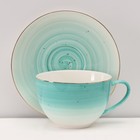 УЦЕНКА Сервиз фарфоровый чайный Доляна «Млечный путь», 15 предметов: 6 чашек 220 мл, 6 блюдец d=13.5 см, молочник 300 мл, сахарница 350 мл, чайник 1000 мл, цвет бирюзовый - Фото 13