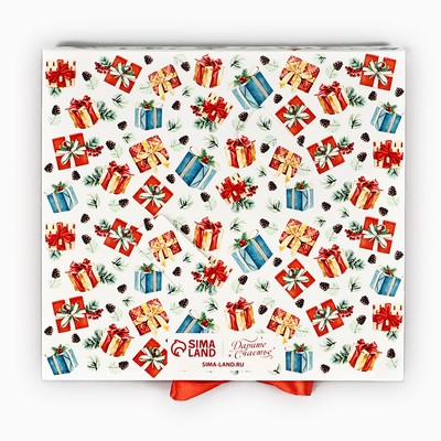 Коробка под 9 конфет с ячейками «Новогодние подарки» 14.5×13.5×3.5 см