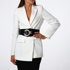 Ремень-резинка женский широкий, 80×10 см, пряжка металл, золотистая, чёрный - Фото 2