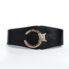 Ремень-резинка женский широкий, 80×10 см, пряжка металл, золотистая, чёрный - Фото 5