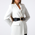 Ремень-резинка женский широкий, 85×8 см, пряжка металл, золотистая, чёрный - Фото 3